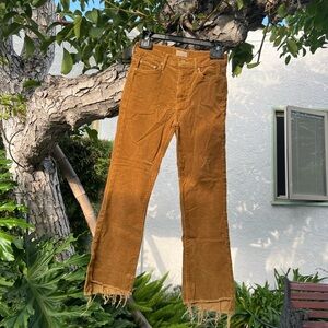 Mother Insider Crop Step Fray Pants, Hopscotch | 26 | Okra | Corduroy Stretch
